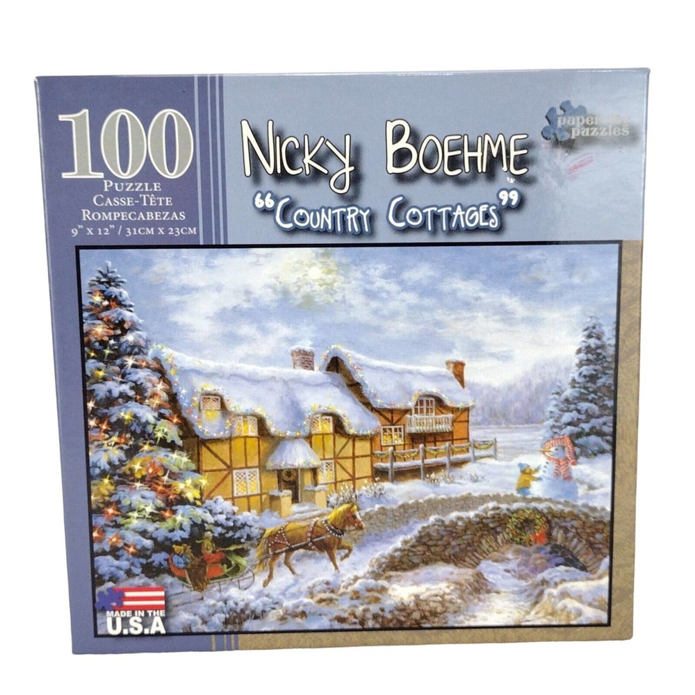 Papercity Puzzles Nicky Boehme Country Cottages 100 Piece Puzzle Sealed